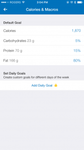 Changing MyFitnessPal goal settings on the iOS app