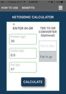 Ketogenic ratio - entering macros into KetoCalc