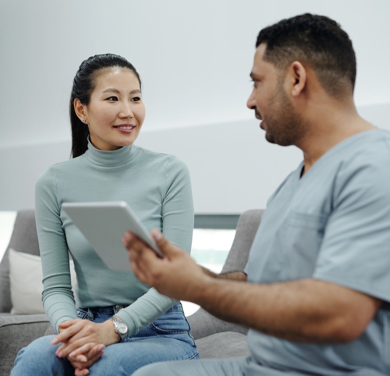 Practitioner communicates with client